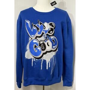 NEW Retro Label Pullover Sweatshirt RETRO LABEL LIVING GOOD CREWNECK Blue XXL